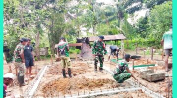 Progres RTLH Terus Meningkat, Satgas TMMD Pengecoran Slop di Sasaran Tiga, Kilo Meter 9